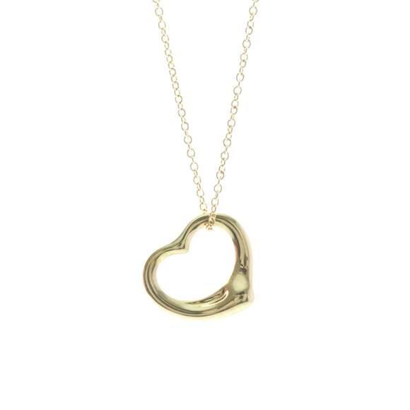 Tiffany Open Heart Yellow Gold (18K) No Stone MenWomen Fashion Pendant Neckl...